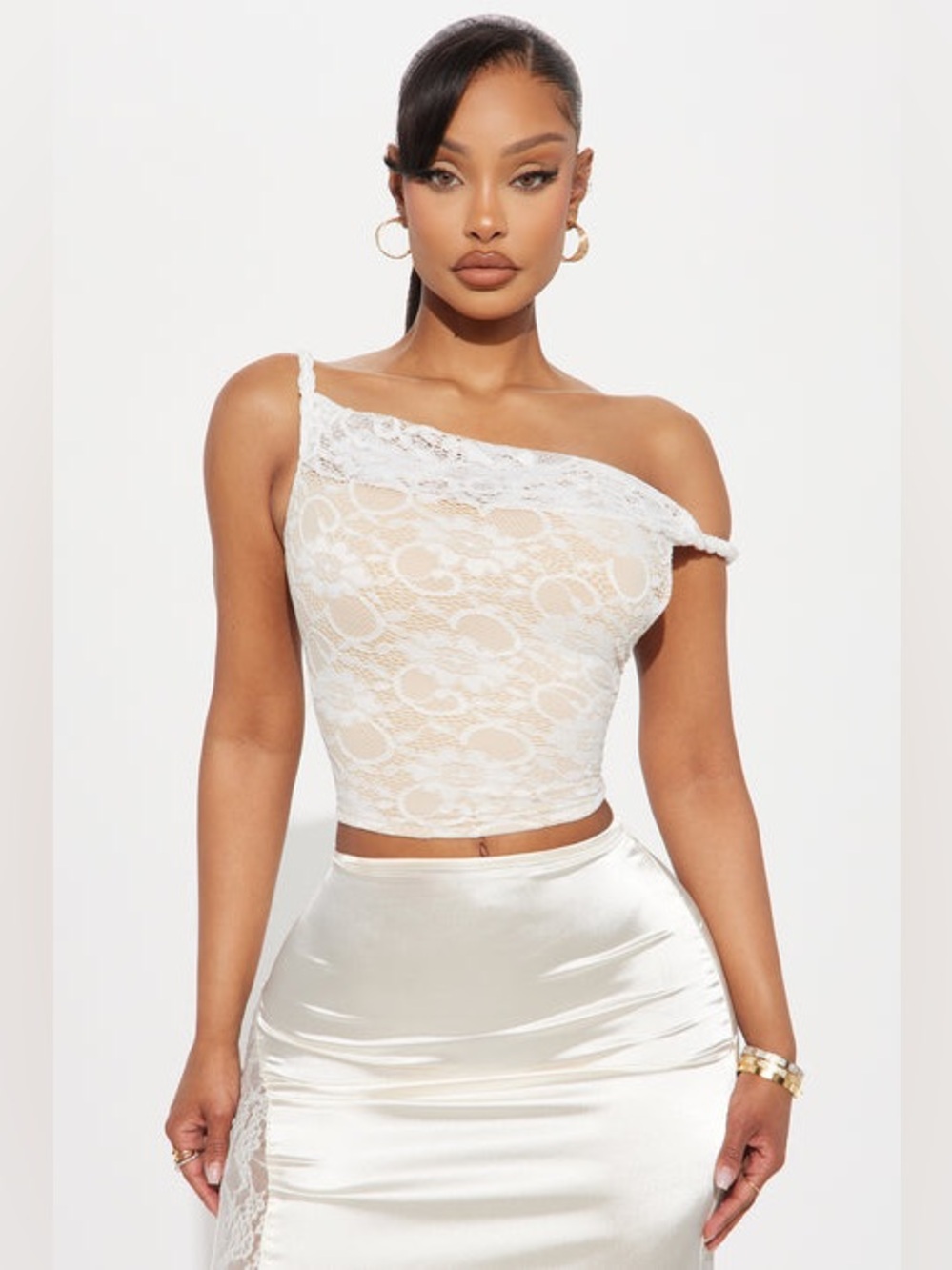 Pretty In Lace Off Shoulder Top - White